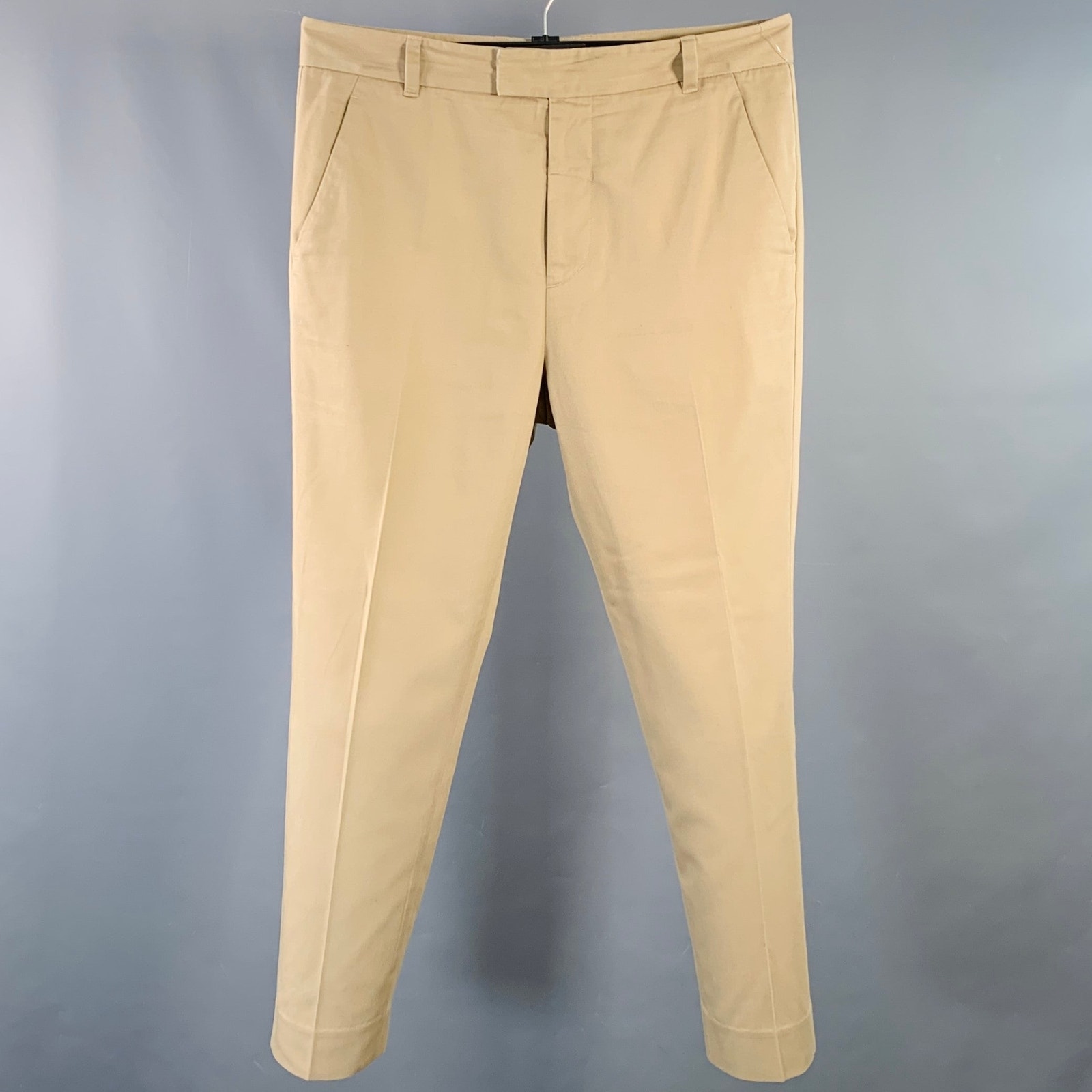 3.1 Phillip Lim Tan Twill Polyester Cotton Flat Front Tapered Casual Pants